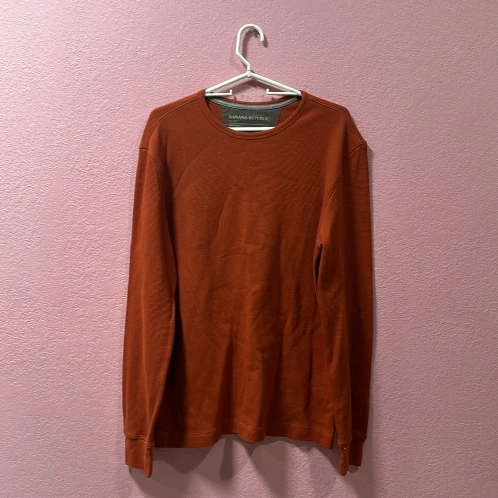 BANANA REPUBLIC Men’s Orange Waffle Knit Sweater Size L